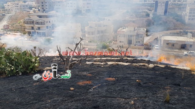 كفر قاسم -فيديو:اندلاع حريق في منتزة عبد الكريم قاسم وطواقم الاطفاء تسيطر على الحريق